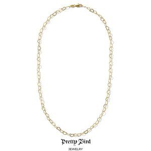 18K Yellow Gold Plated Wide Heart-Link Chain - 17.5"